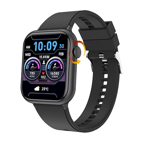 

t13 montre intelligente 1.85 '' écran tactile tft carré podomètre détection de la fréquence cardiaque détection de la pression artérielle détection de l'oxygène du sang montre étanche pour androidids ios