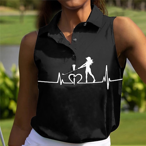 

Femme T-shirt POLO Noir Blanche Rose Manche Courte Protection Solaire Top Vêtements de golf pour femmes, tenues, vêtements