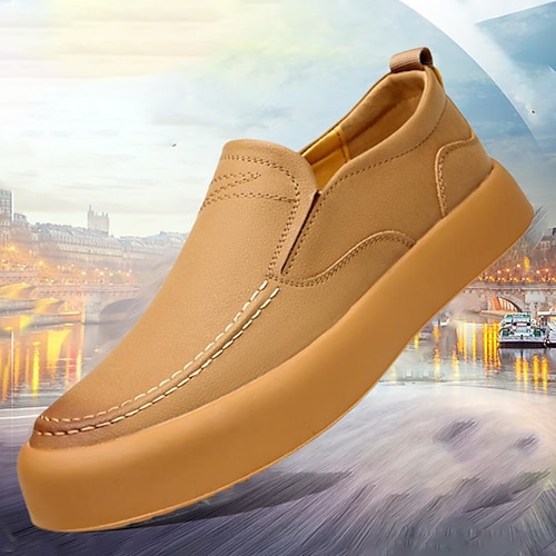 

Herren Loafer Slip On Komfort Schuhe Geschäftlich Brautkleider schlicht Britisch Outdoor Täglich PU Atmungsaktiv Komfortabel Rutschfest Gelb Braun Grau Sommer Frühling