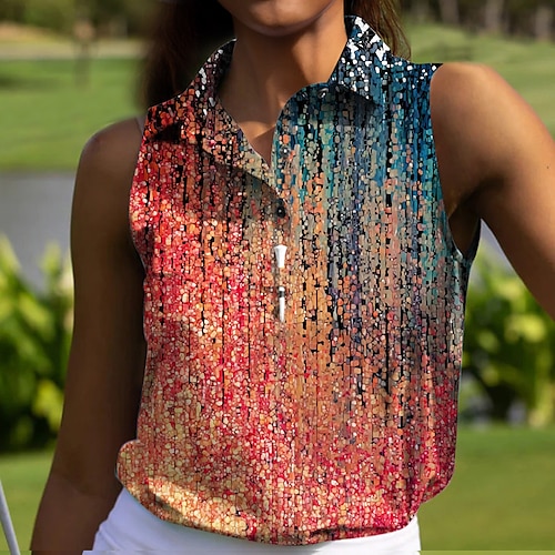 

Mulheres Camisa polo de caminhada Camisa de golfe Pólo de botões Respirável Secagem Rápida Pavio Humido Sem Manga Vestuário de golfe Roupas de golfe Normal Tintura Tie Dye Verão Tênis Golfe Pickleball