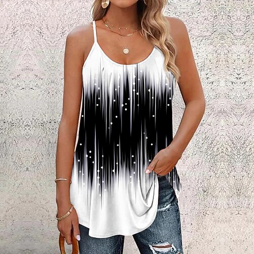 

Damen Tank Top Weiß Farbverläufe Bedruckt Ärmellos Casual Basic U-Ausschnitt Standard S