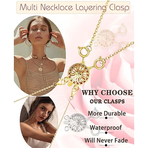 Necklace Layering Clasps Separator for Women 14k Gold Silver Tangle Free  Safety Jewelry Locking Clasp Converter Chain Extender 2024 - $3.99