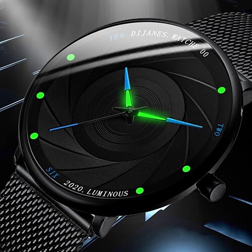 

Mode hommes montres de luxe montre à quartz hommes affaires décontractées noir maille acier lumineux montre-bracelet mâle horloge relogio masculino