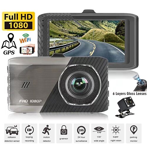 

T700 1080p Neues Design / HD / mit Rückfahrkamera Auto dvr 170 Grad Weiter Winkel 3 Zoll IPS Autokamera mit Nachtsicht / G-Sensor / Parkmodus 4 Infrarot-LEDs Auto-Recorder