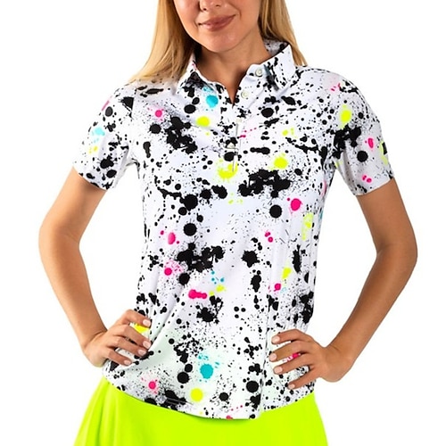 

Per donna POLO Camicia da golf Golf Polo con bottoni Traspirante Morbido Manica corta Superiore Standard Floreale Con stampe Estate Primavera Tennis Golf Pickleball