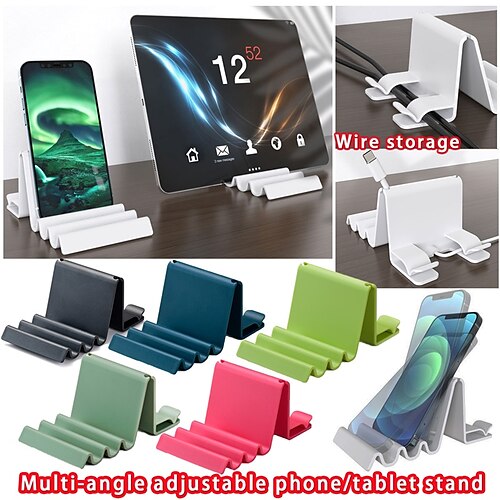 

soporte de teléfono de ajuste multiángulo soporte de soporte universal para tableta con almacenamiento de cable para ipad iphone samsung xiaomi kindle