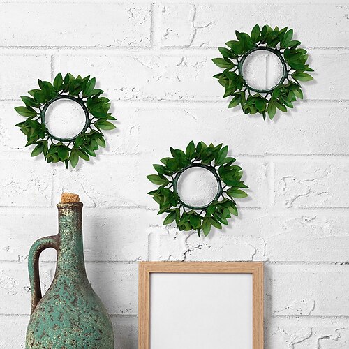 

3 pçs decoração de casa de férias planta artificial coroa de folhas de romã perene adequada para pendurar coroas de velas decorativas em mesas de casa e escritório