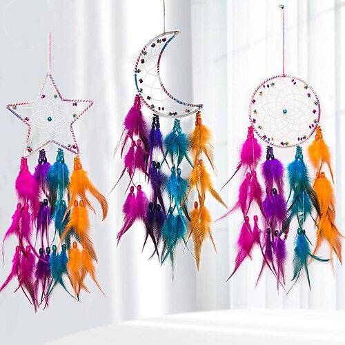 

[meng ying original] ethnique vent couleur plume attrape-rêves décoration suspendue carillon éolien décoration murale pendentif commerce extérieur vente chaude