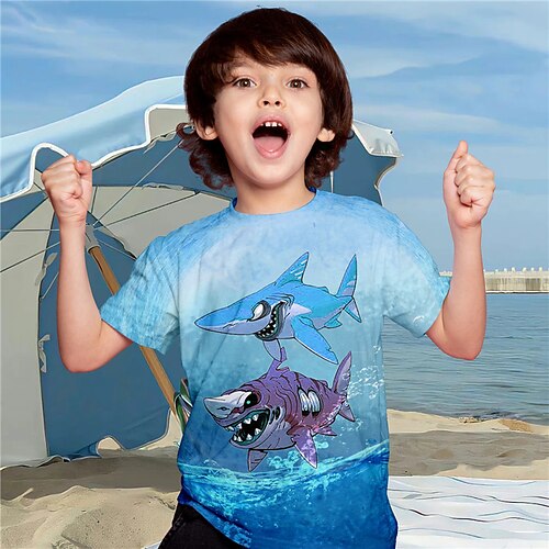 

Jungen T-Shirt Kurzarm T-Shirt Graphic Tier Hai 3D-Druck Aktiv Sport Modisch Polyester Outdoor Casual Täglich kinderkleidung Rundhalsausschnitt 3-12 Jahre 3D-gedruckte Grafik Regular Fit Hemd