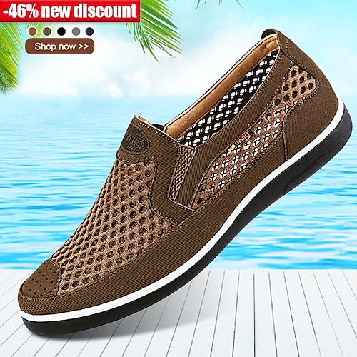 

Herren Loafer Slip On Freizeitschuhe für Herren Komfort-Müßiggänger Komfort Schuhe Loafer aus Stoff Vintage Brautkleider schlicht Outdoor Strand Wanderschuhe Gitter Atmungsaktiv Komfortabel