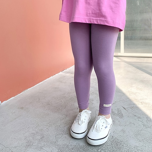 Kids Girls' Leggings Solid Color Sports Outdoor 7-13 Years Summer