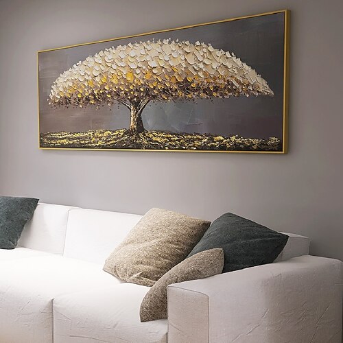 

Arte de pared pintado a mano hecho a mano, paisaje de bosque abstracto moderno, decoración del hogar, lienzo enrollado, sin marco, sin estirar