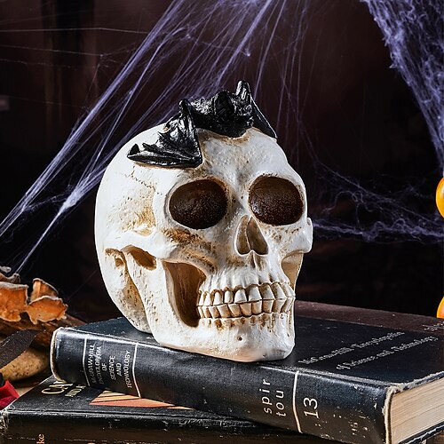 

ornamento de caveira humana de resina de horror de halloween ornamento de caveira de morcego adequado para bar em casa festa de halloween decoração personalizada presentes 1pc