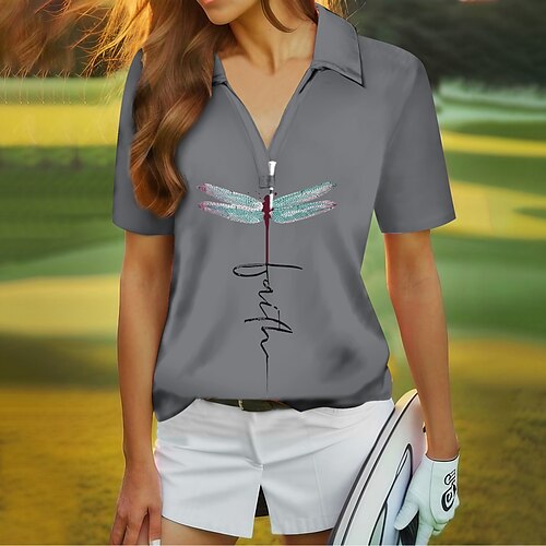 

Damen poloshirt Golfhemd Atmungsaktiv Schnelltrocknend Feuchtigkeitsableitung Kurzarm Golfbekleidung Golfkleidung Regular Fit V-Ausschnitt Tier Sommer Tennis Golfspiel Pickleball