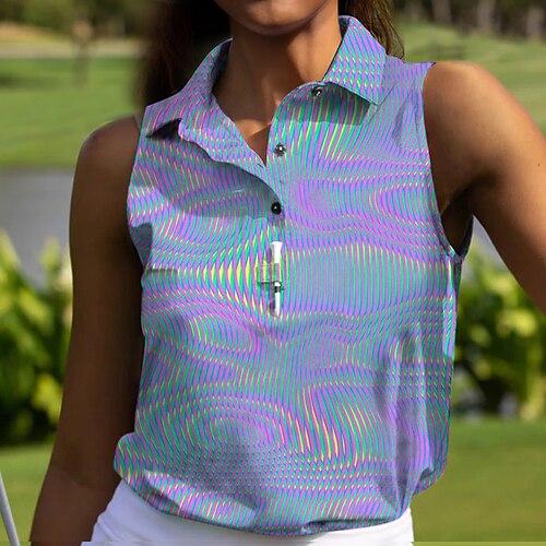 

Mujer Camisas de polo Camiseta de golf Polo con botones Transpirable Secado rápido Dispersor de humedad Sin Mangas Ropa de golf ropa de golf Ajuste regular Geometría Verano Tenis Golf pepinillo