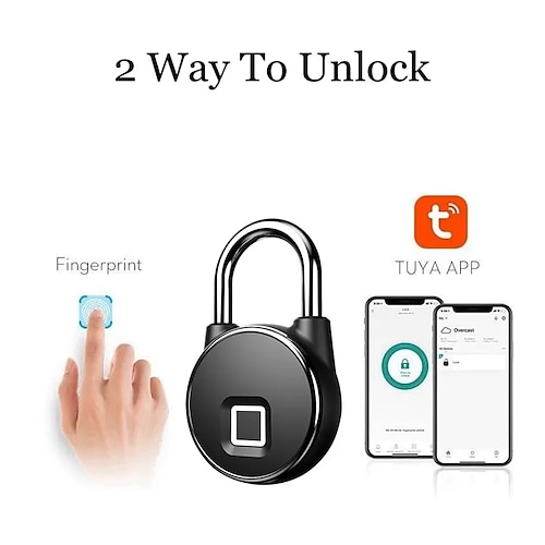 

Tuya Smart Lock Fingerprint Padlock Smart Padlock Cabinet Lock Dormitory Anti-Theft Lock USB Rechargeable Security Keyless Lock