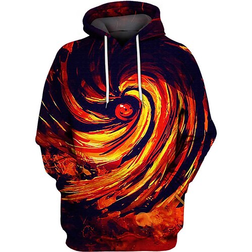 

Men's Pullover Hoodie Sweatshirt Orange Hooded Optical Illusion Graphic Prints Print Daily Sports 3D Print Streetwear Designer Basic Spring Fall Clothing Apparel Hoodies Sweatshirts