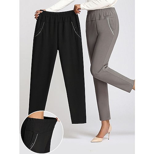 

женские узкие брюки-чиносы для работы, классические брюки, брюки, повседневные серые, черные, темно-синие, модная уличная одежда, повседневная одежда, карман, полная длина, мягкие однотонные xl 2xl