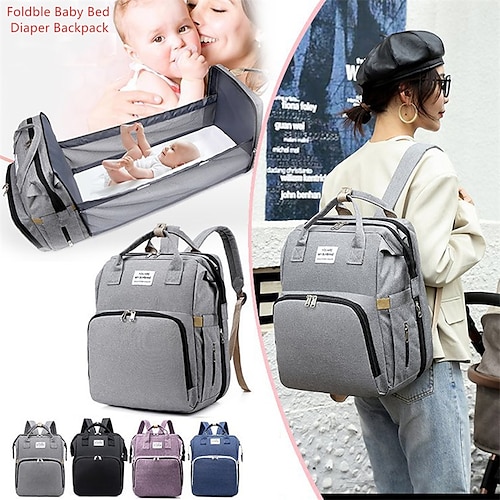 

bolsa dobrável para mamãe leve e portátil para berço dobrável mochila de bebê de grande capacidade bolsa para passeio feminina bolsa para múmia