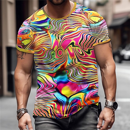 

Men's T shirt Tee Graphic Abstract Crew Neck Clothing Apparel 3D Print Outdoor Daily Short Sleeve Print Fashion Designer Vintage