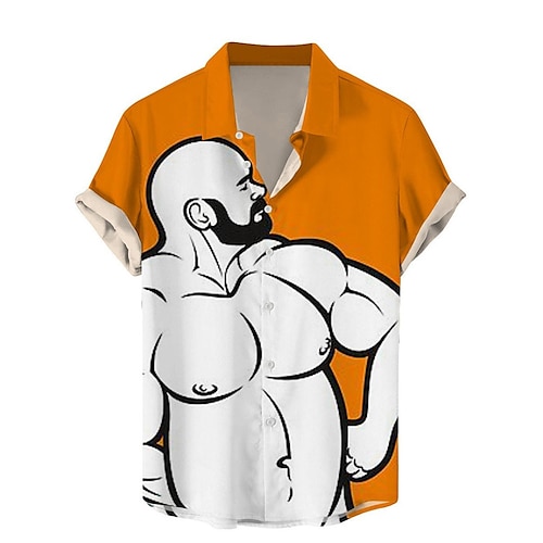 

Hombre Camisa Estampados Músculo Cuello Vuelto Amarillo Rojo Azul Piscina Naranja Exterior Calle Mangas cortas Estampado Ropa Moda Ropa de calle Design Casual