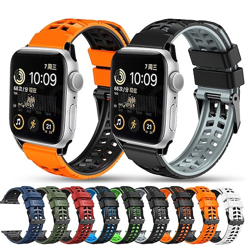 

Compatible avec Bracelet Apple Watch 38mm 40mm 41mm 42mm 44mm 45mm 49mm Ajustable Respirable Femme homme Silicone Bracelet de remplacement pour iwatch Series Ultra 8 7 SE 6 5 4 3 2 1