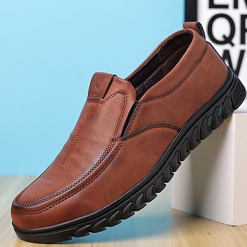 

Men's Loafers Slip-Ons Business Casual Daily Office Career PU Comfortable Slip Resistant Black Brown Spring Fall