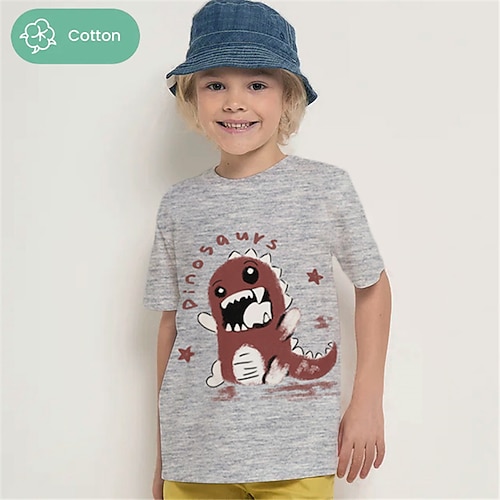 

Para Meninos Camiseta Manga Curta Camisa Camiseta Gráfico Desenho Animado Dinossauro Impressão 3D Ativo Esportes Moda 100% Algodão Ao ar livre Casual Diário Infantil Crewneck 3-12 anos Gráfico