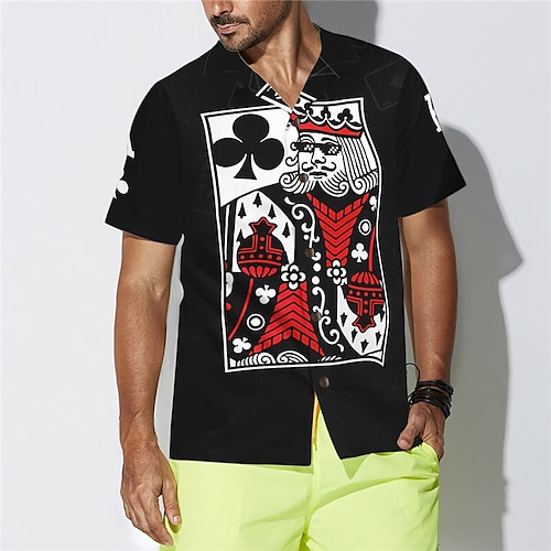 

Men's Shirt Summer Hawaiian Shirt Letter Graphic Prints Eagle Poker American Flag Cuban Collar Black Blue Khaki Outdoor Casual Short Sleeve Print Clothing Apparel Sports Fashion Streetwear Designer