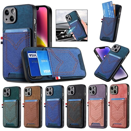 

Phone Case For Apple iPhone 15 Pro Max Plus 14 13 12 11 X XR XS 8 7 Wallet Case Magnetic Anti-Scratch With Card Holder Solid Colored TPU PU Leather