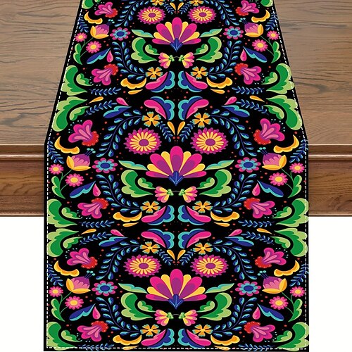 

corredor de mesa boho mexicano primavera corredor de mesa de jantar algodão decoração de bandeira de mesa boho com borlas, enfeites de mesa para jantar festa de casamento feriado