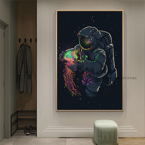 

diverso arte astronauta jogando gua-viva no espao quadros da lona cartazes e cpias da arte da parede moderna fotos cuadros para sala de estar