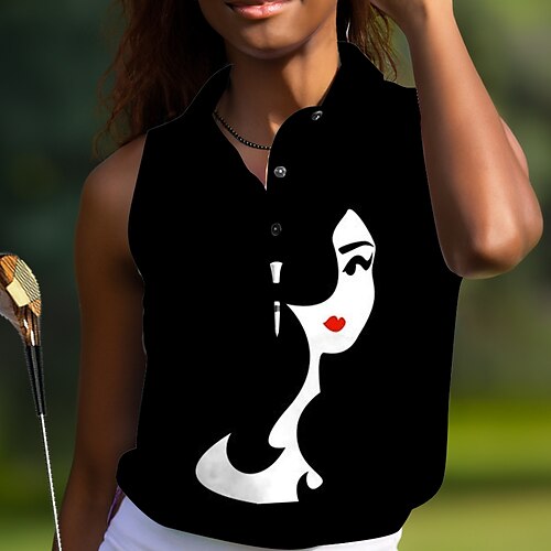 

Mujer Camisas de polo Camiseta de golf Polo con botones Transpirable Secado rápido Dispersor de humedad Sin Mangas Ropa de golf ropa de golf Ajuste regular Impreso Verano Tenis Golf pepinillo