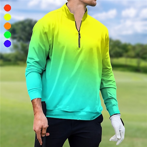 

Damen poloshirt Golfhemd Atmungsaktiv Schnelltrocknend Feuchtigkeitsableitung Langarm Golfbekleidung Golfkleidung Regular Fit Zip Stehkragen Farbverläufe Frühling Herbst Tennis Golfspiel Pickleball