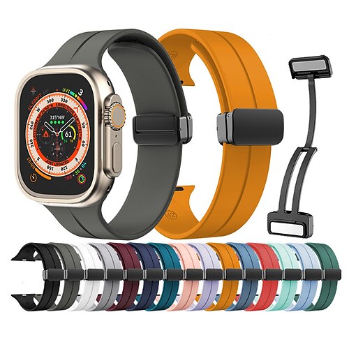 

2 paquetes Correa Deportiva Compatible con Apple Watch Correa 38mm 40mm 41mm 42mm 44mm 45mm 49mm cierre magnético Silicona correa de repuesto para iwatch Series Ultra 8 7 SE 6 5 4 3 2 1