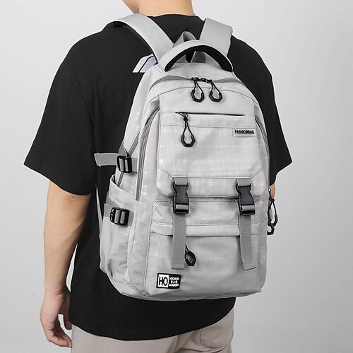 

Herren Rucksack Rucksack Schulanfang Outdoor Geometrische Muster Polyester Nylon Einstellbar Hohe Kapazität Wasserdicht Reißverschluss Schwarz Hell Gray Grau