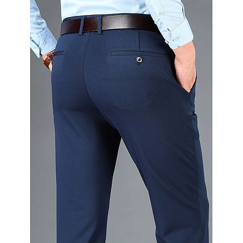 

Men's Dress Pants Trousers Suit Pants Pocket Plain Comfort Breathable Outdoor Daily Going out Fashion Casual Black Blue