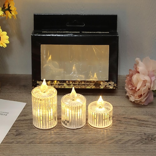 1pc Battery-Powered Crystal Flameless Candle Lights for Weddings, Parties,  and Home Decor - LED Electronic Ambient Lights with Soothing Glow
