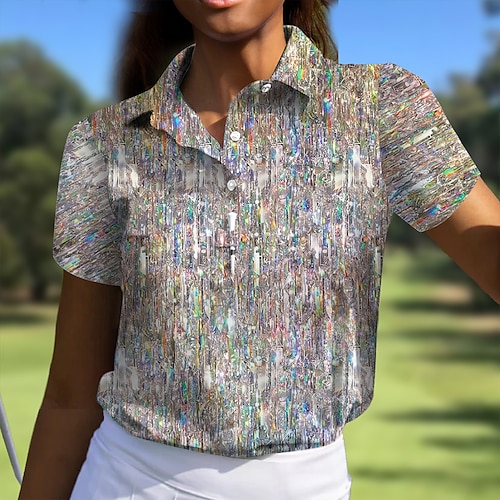 

Damen poloshirt Golfhemd Geknöpftes Poloshirt Atmungsaktiv Schnelltrocknend Feuchtigkeitsableitung Kurzarm Golfbekleidung Golfkleidung Regular Fit Bedruckt Sommer Tennis Golfspiel Pickleball