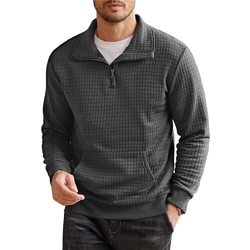 

Hombre Sudadera Sudadera con cremallera Negro Blanco Gris Media cremallera Plano Deporte Diario Deportes Ropa de calle Fresco Casual Primavera Otoño Ropa Sudaderas con capucha Sudaderas