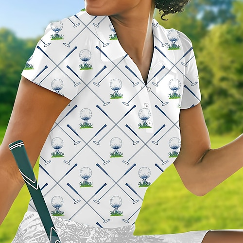 

Mujer Camisas de polo Camiseta de golf Polo con botones Transpirable Secado rápido Dispersor de humedad Manga Corta Ropa de golf ropa de golf Ajuste regular Impreso Verano Tenis Golf pepinillo