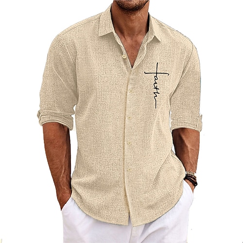  Herr Kors Skjorta Knapp upp skjorta Långärmad Mode Streetwear Designer Utomhus Ledigt Dagligen Sommar Vår Höst Nedvikt Mönster Svart Vit Rodnande Rosa Blå Grön