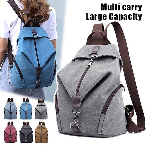 

Femme sac à dos Sac d'Ecole Cartable sac à dos Ecole du quotidien Couleur unie Toile Grande Capacité Poids Léger Durable Fermeture Noir Bleu Roi Bleu Ciel
