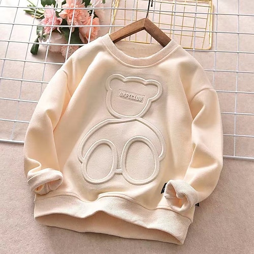  Dzieci Dla chłopców Bluzy Niedźwiedź Litera Długi rękaw Wycięcie pod szyją Wiosna Jesień Moda Nowoczesne Codzienny Bawełna Na zewnątrz Codzienny