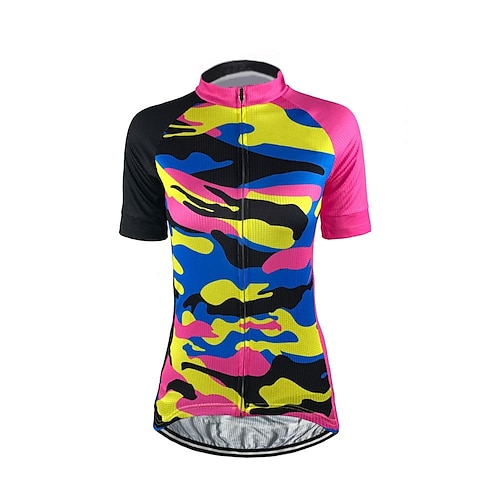 

Femme Maillot et Collant Avec Bretelles Velo Cyclisme Maillot Velo Cyclisme Manche Courte Cyclisme Survêtement Maillot Top avec 3 poches arrière VTT Vélo tout terrain Vélo Route Doux Bandes