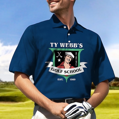 

Herren poloshirt Golfhemd Geknöpftes Poloshirt Atmungsaktiv Schnelltrocknend Feuchtigkeitsableitung Kurzarm Golfbekleidung Golfkleidung Regular Fit Buchstabe Bedruckt Sommer Tennis Golfspiel