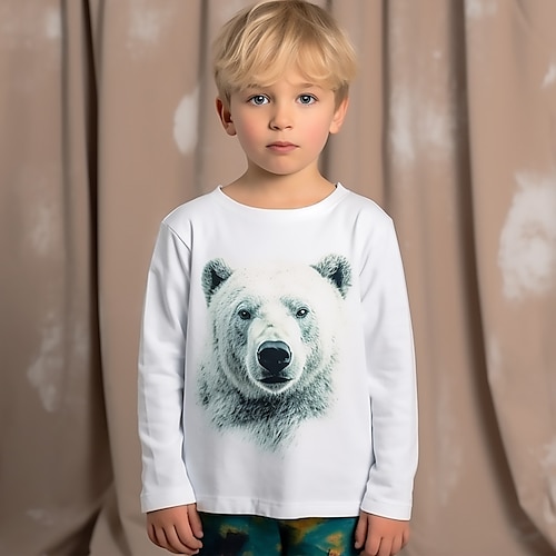

Garçon T-shirt manche longue T-shirt Tee-shirts Graphic Animal Ours 3D effet Sportif Mode Vêtement de rue Polyester Extérieur Casual du quotidien Enfants Col ras du cou 3-12 ans Graphique imprimé en