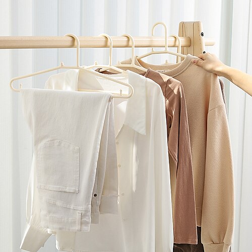 

10 Uds. Colgador de ropa para el hogar, colgador de ropa de plástico sin costuras y antideslizante, soporte para secado de ropa, estante para almacenamiento en dormitorios