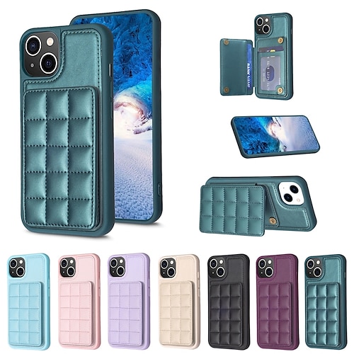 

Handy Hülle Handyhüllen Für Apple iPhone 14 Pro Max Plus 13 12 11 X XR XS 8 7 Rückseite Steckplätze für Kartenhalter Ständer Stoßresistent Einfarbig TPU PU-Leder