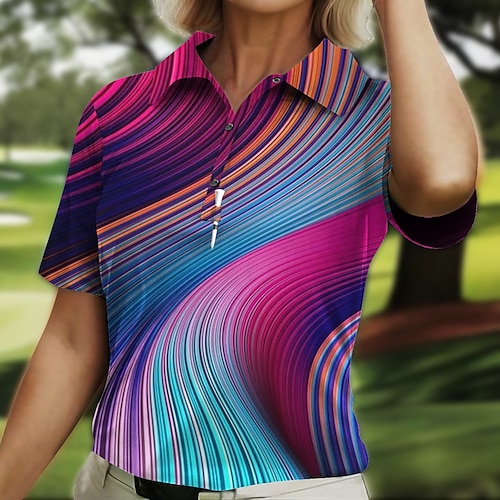 

Mujer Camisas de polo Camiseta de golf Polo con botones Transpirable Secado rápido Dispersor de humedad Manga Corta Ropa de golf ropa de golf Ajuste regular Impreso Verano Tenis Golf pepinillo